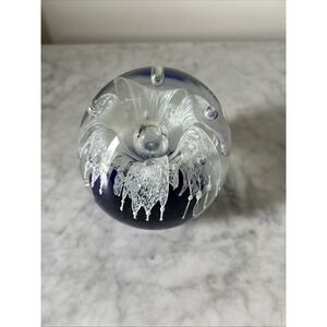 Vintage Murano-Style Blown Glass Paperweight Controlled Bubbles Dynasty Gallery